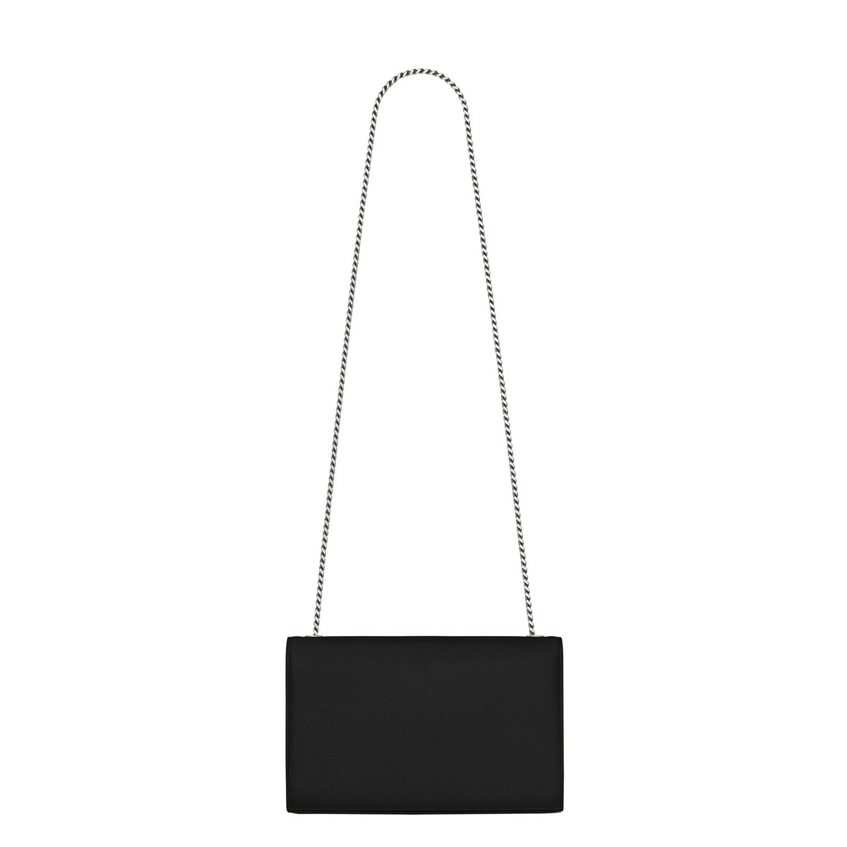 Saint Laurent Kate Medium Crossbody Bag In Grain De Poudre Embossed Leather - Black & Silver