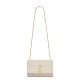 Saint Laurent Kate Medium Crossbody Bag In Grain De Poudre Embossed Leather - White & Gold