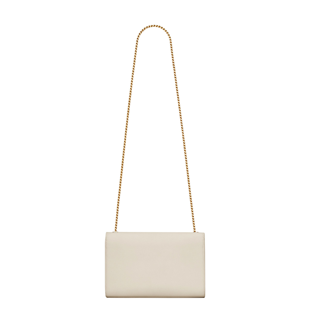 Saint Laurent Kate Medium Crossbody Bag In Grain De Poudre Embossed Leather - White & Gold