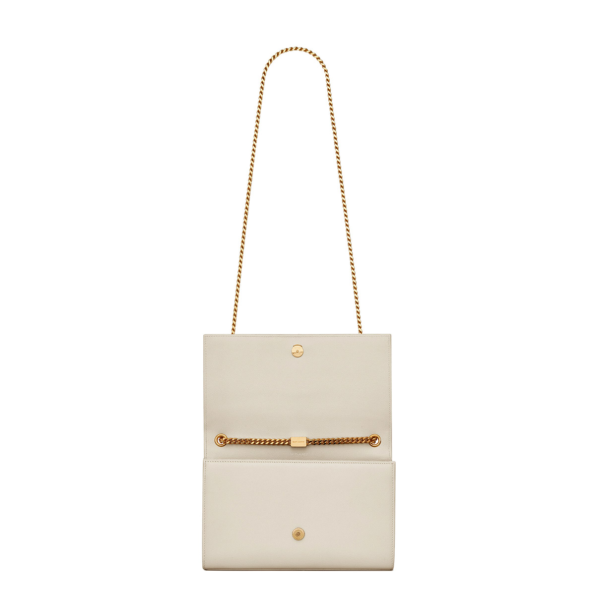 Saint Laurent Kate Medium Crossbody Bag In Grain De Poudre Embossed Leather - White & Gold