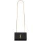 Saint Laurent Kate Small Crossbody Bag In Grain De Poudre Embossed Leather - Black & Gold