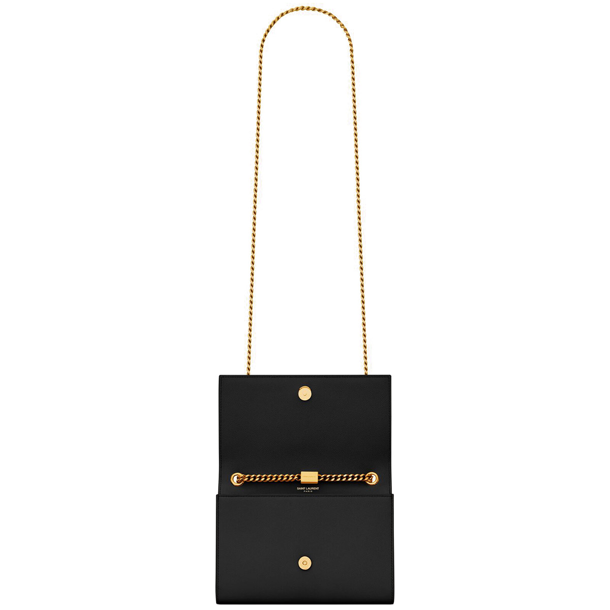 Saint Laurent Kate Small Crossbody Bag In Grain De Poudre Embossed Leather - Black & Gold