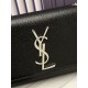 Saint Laurent Kate Small Crossbody Bag In Grain De Poudre Embossed Leather - Black & Silver