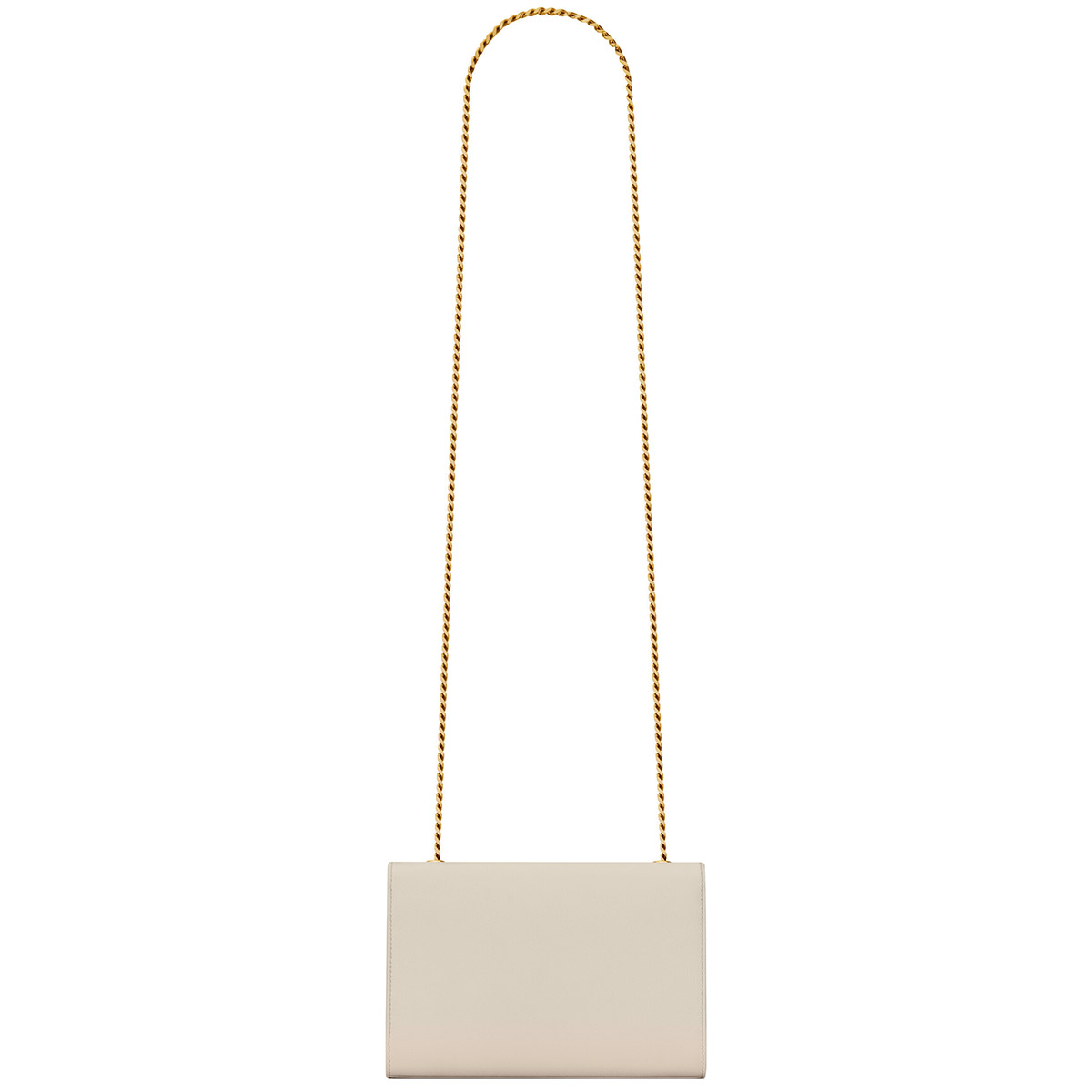 Saint Laurent Kate Small Crossbody Bag In Grain De Poudre Embossed Leather - White & Gold