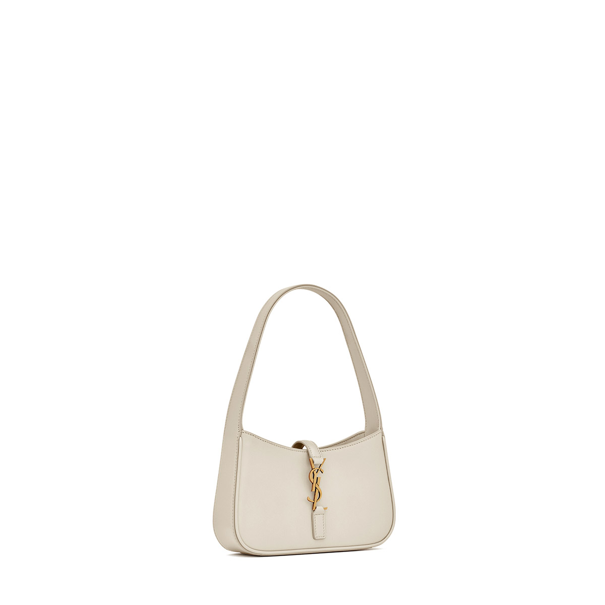 Saint Laurent Mini Le 5 À 7 Hobo Bag In Smooth Leather - White & Gold