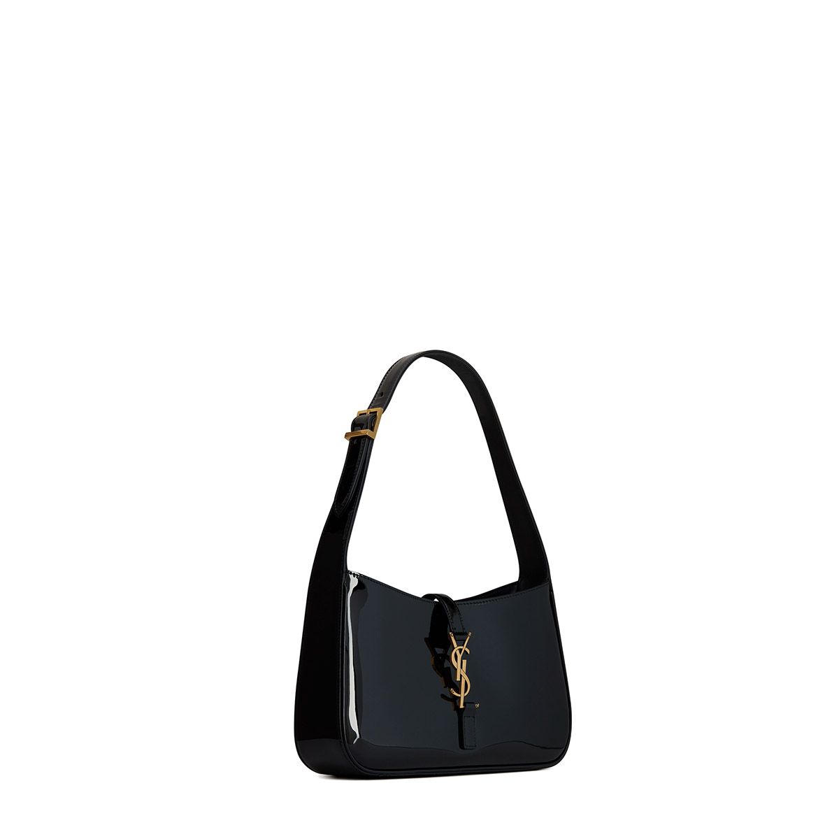 Saint Laurent Mini Le 5 À 7 Hobo Bag In Patent Leather - Black & Gold