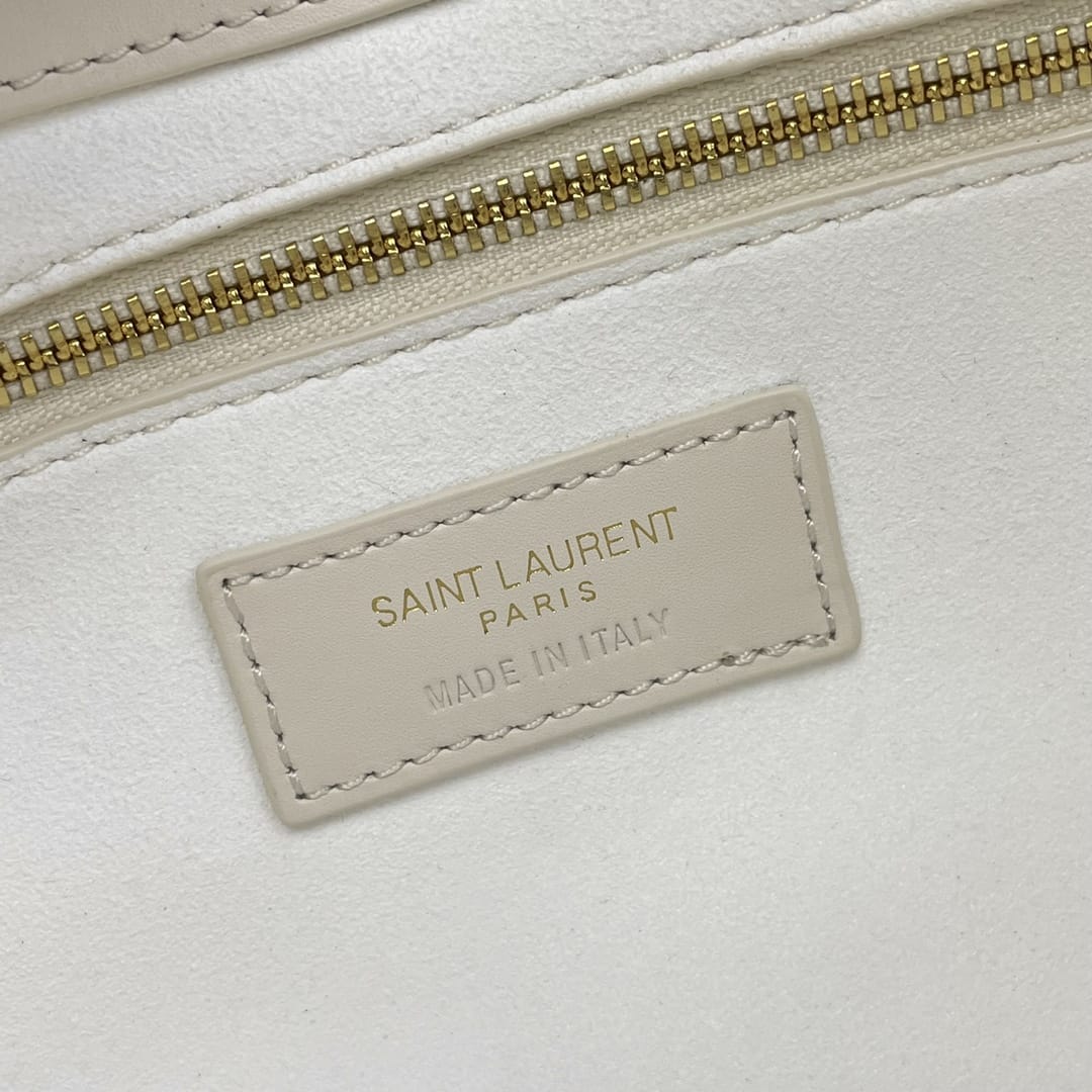 Saint Laurent Le 5 À 7 Hobo Bag In Smooth Leather - White & Gold