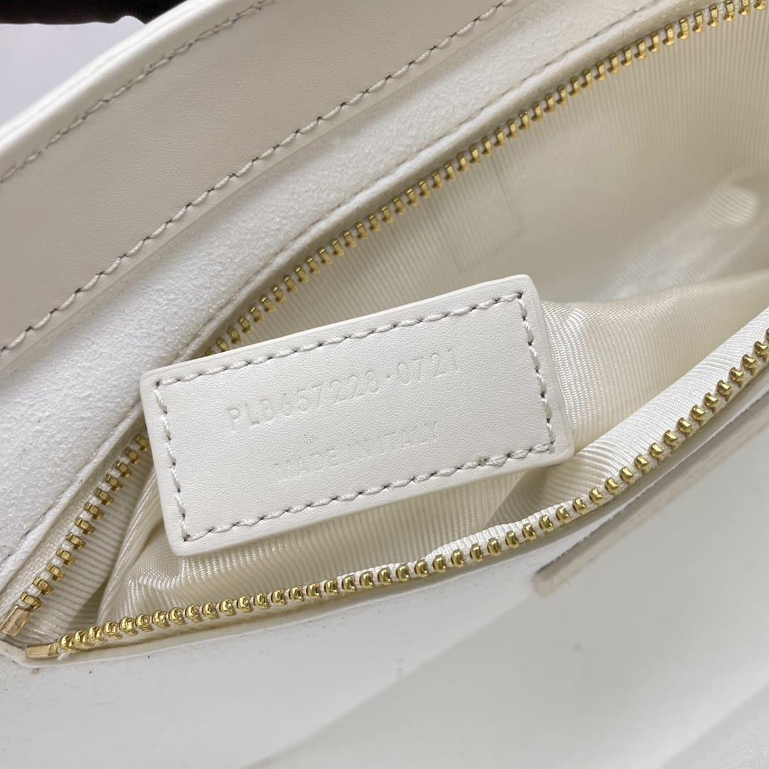 Saint Laurent Le 5 À 7 Hobo Bag In Smooth Leather - White & Gold