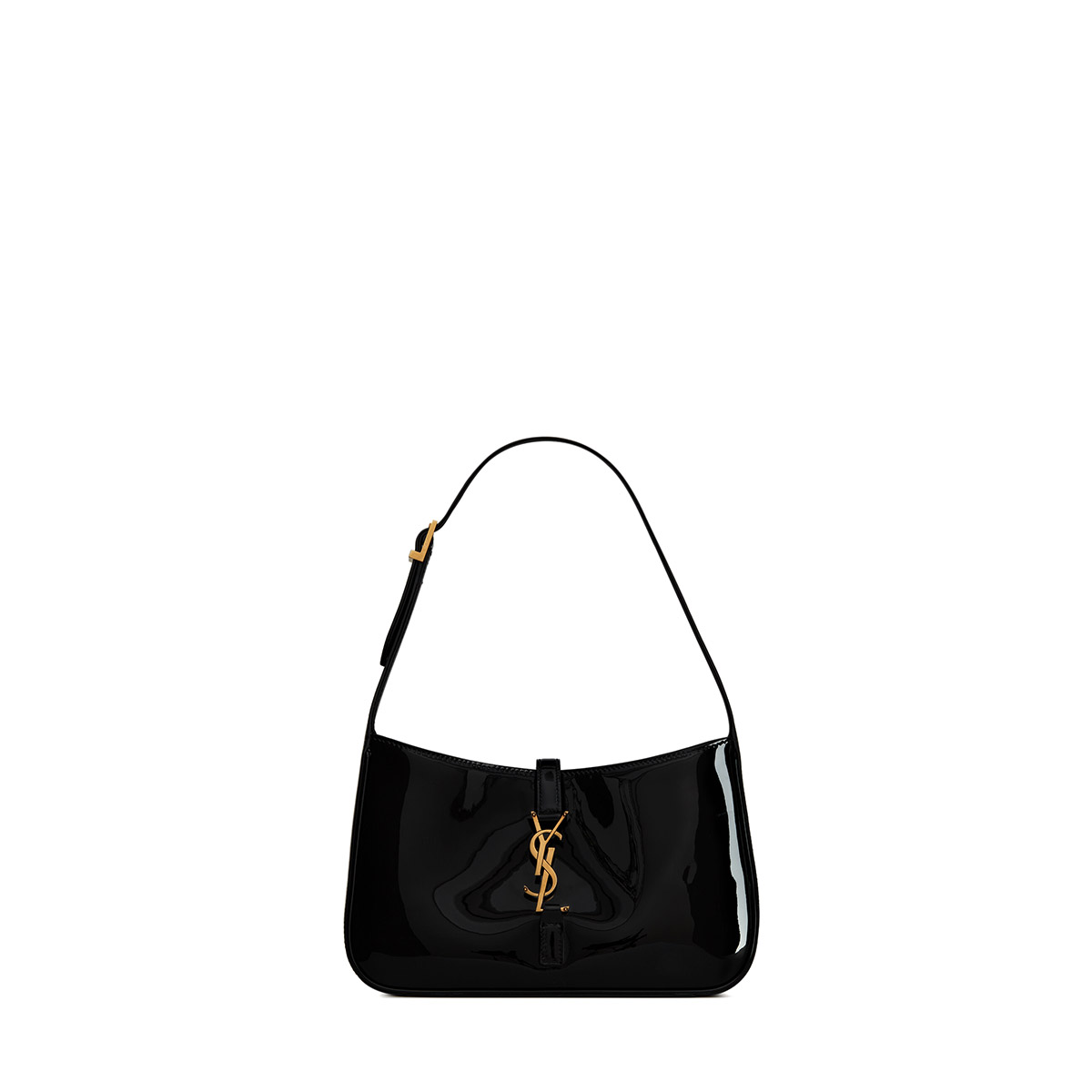 Saint Laurent Le 5 À 7 Hobo Bag In Patent Leather - Black & Gold