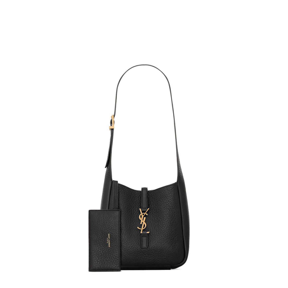 Saint Laurent Le 5 À 7 Supple Baby Shoulder Bag In Grained Leather - Black & Gold