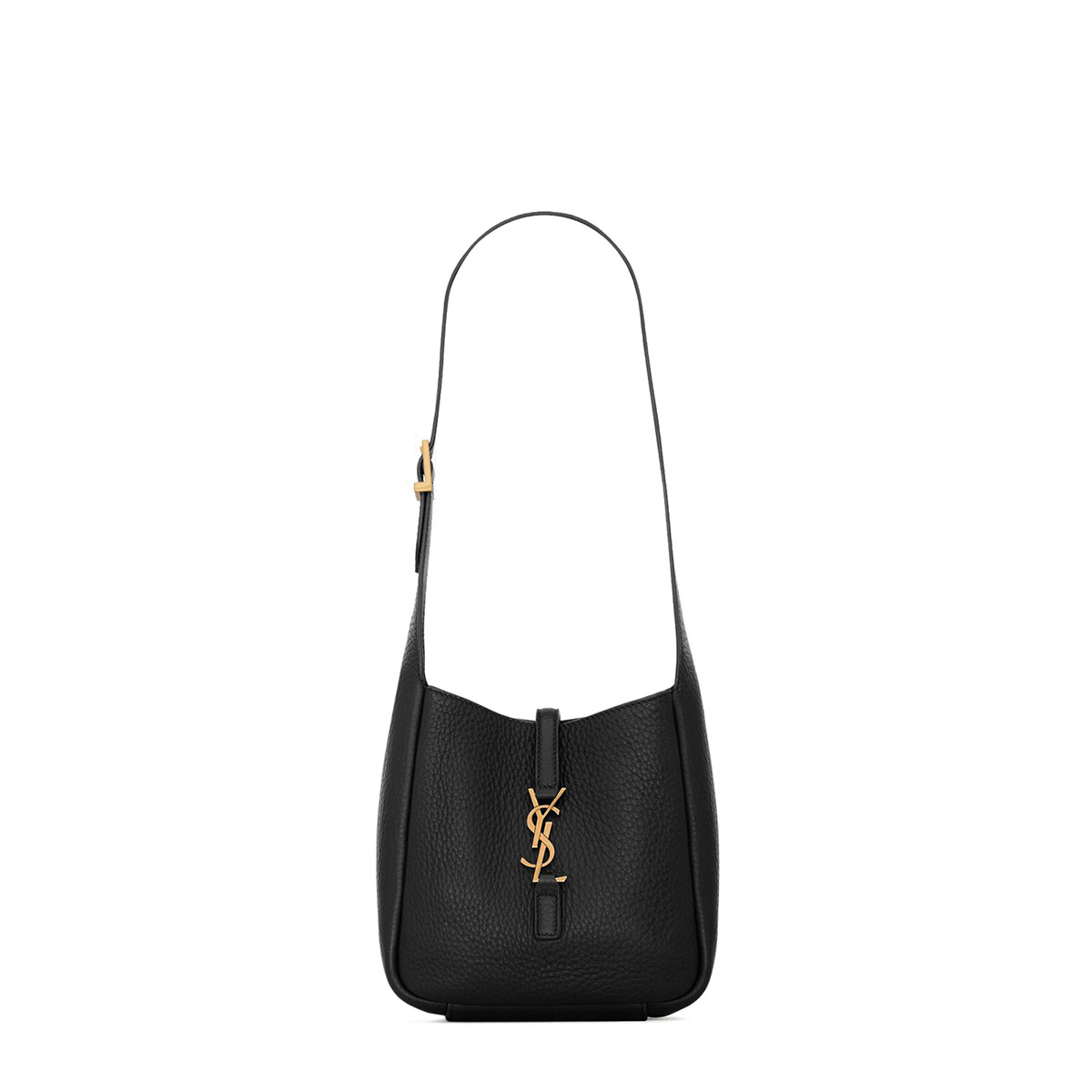 Saint Laurent Le 5 À 7 Supple Baby Shoulder Bag In Grained Leather - Black & Gold