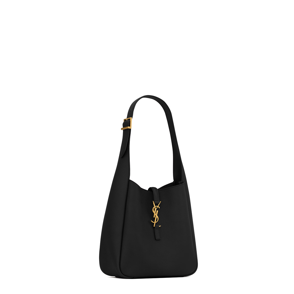 Saint Laurent Le 5 À 7 Supple Small Shoulder Bag In Grained Leather - Black & Gold