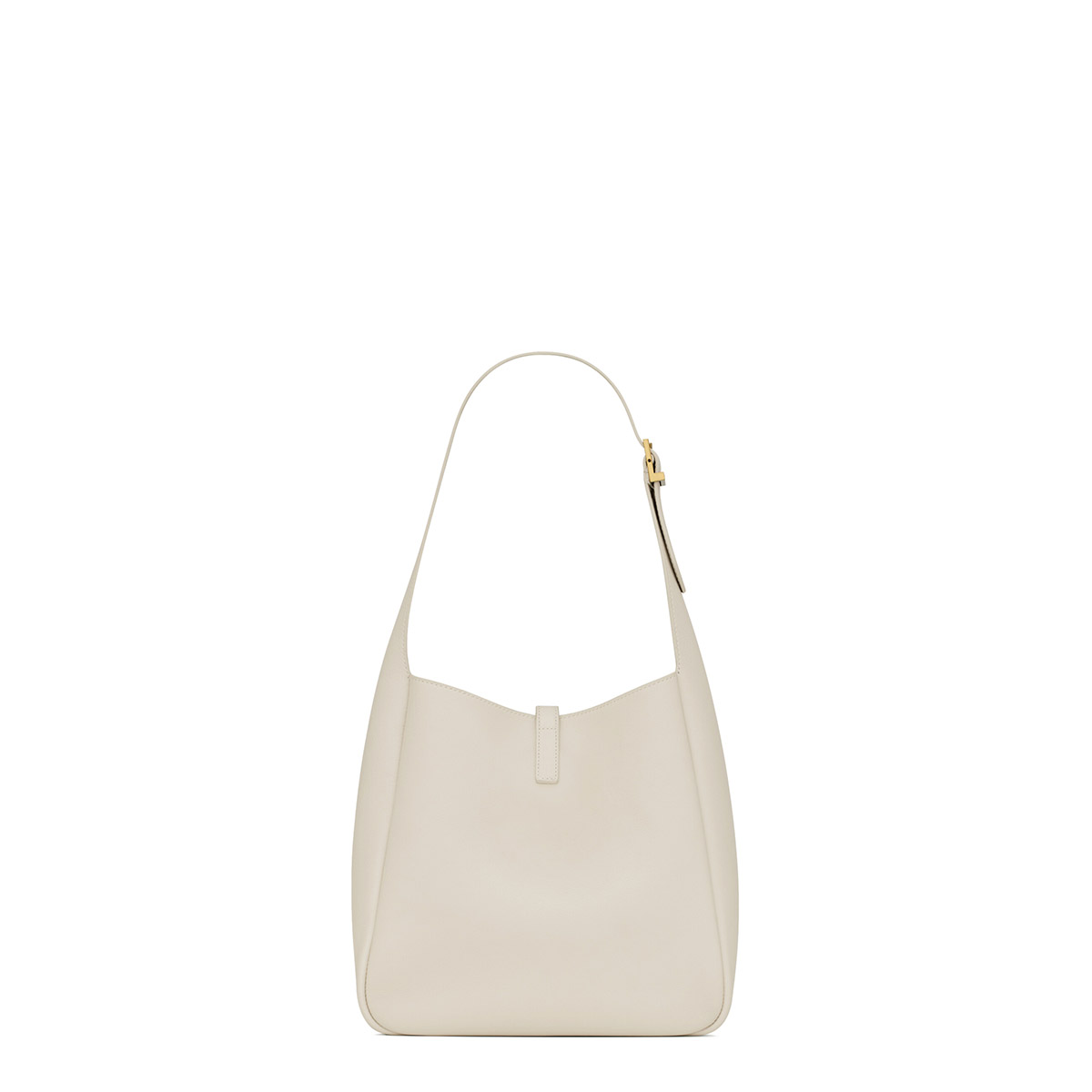 Saint Laurent Le 5 À 7 Supple Small Shoulder Bag In Grained Leather - White & Gold