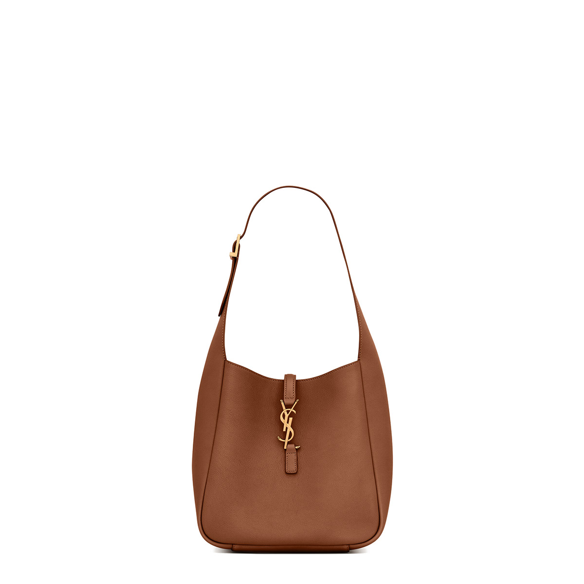 Saint Laurent Le 5 À 7 Supple Small Shoulder Bag In Grained Leather - Brown & Gold