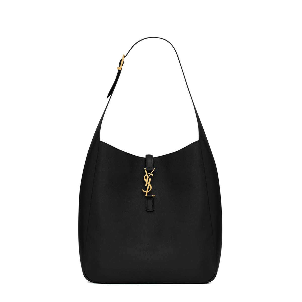 Saint Laurent Le 5 À 7 Supple Large Shoulder Bag In Grained Leather - Black & Gold