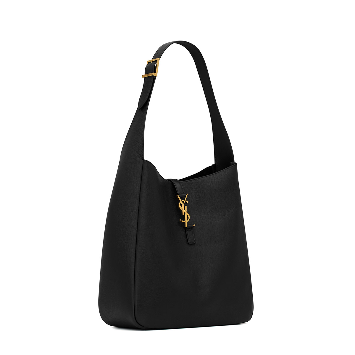 Saint Laurent Le 5 À 7 Supple Large Shoulder Bag In Grained Leather - Black & Gold