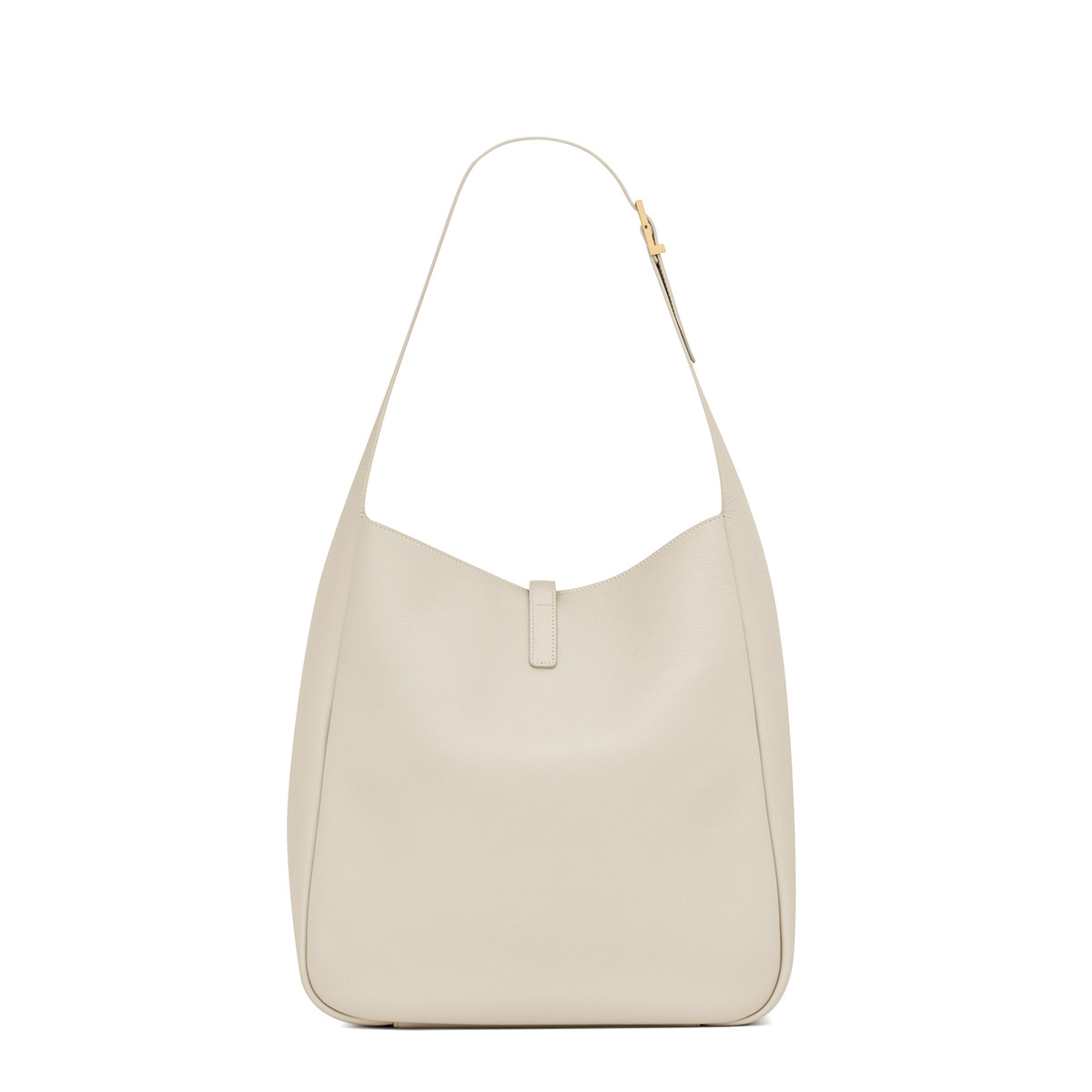 Saint Laurent Le 5 À 7 Supple Large Shoulder Bag In Grained Leather - White & Gold