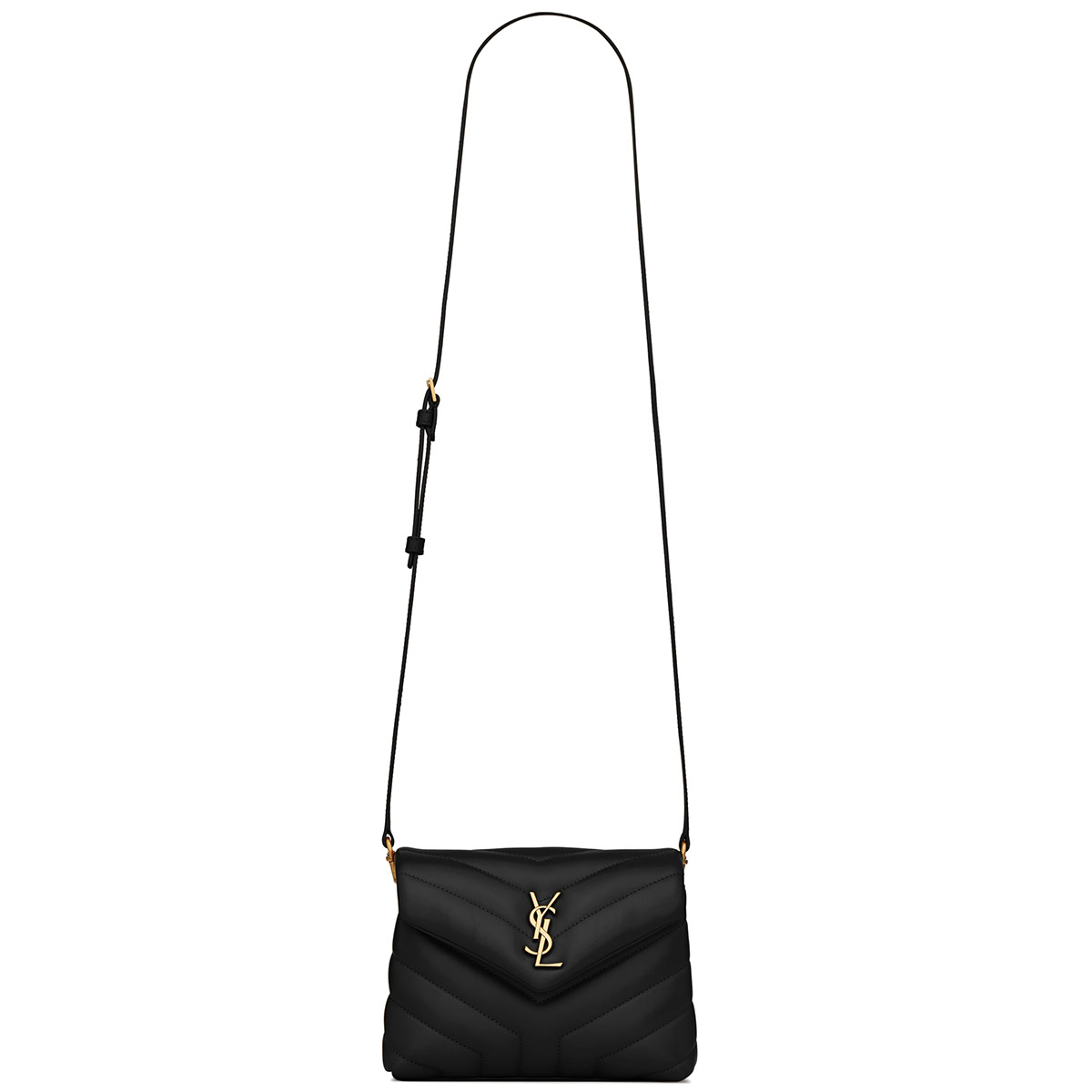 Saint Laurent Loulou Toy Crossbody Bag In Quilted Lambskin Leather - Black & Gold