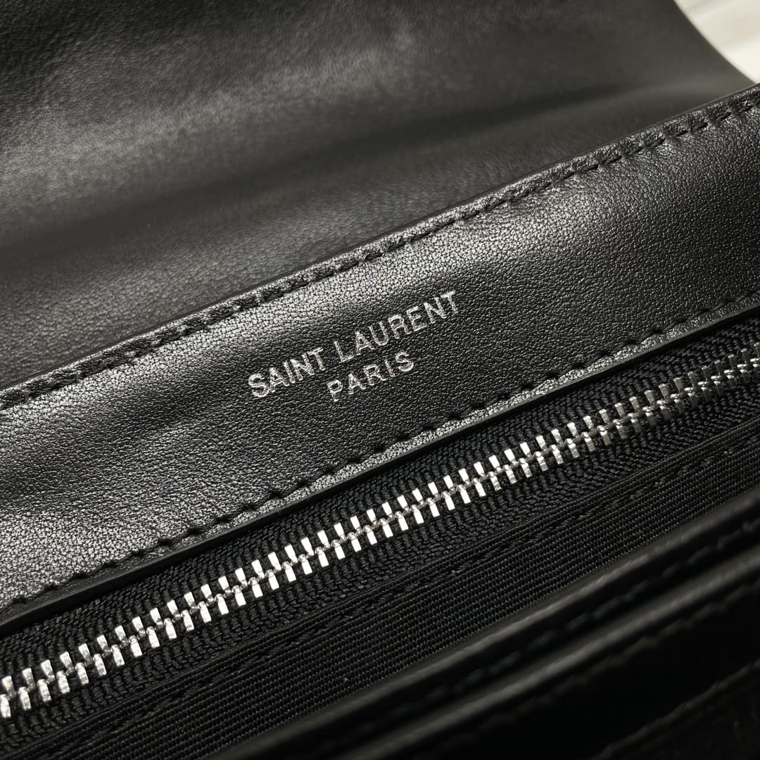 Saint Laurent Loulou Toy Crossbody Bag In Quilted Lambskin Leather - Black & Silver