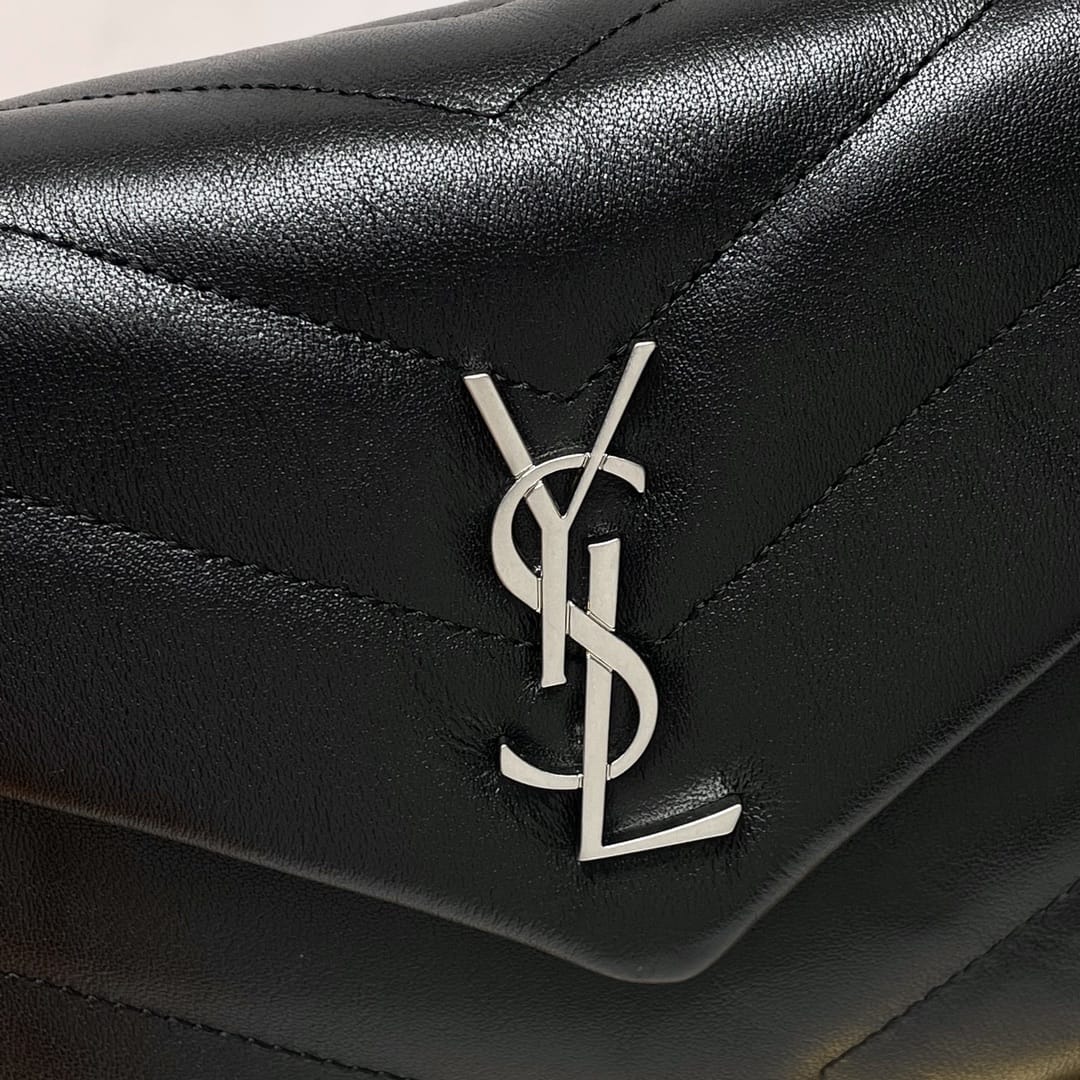 Saint Laurent Loulou Toy Crossbody Bag In Quilted Lambskin Leather - Black & Silver