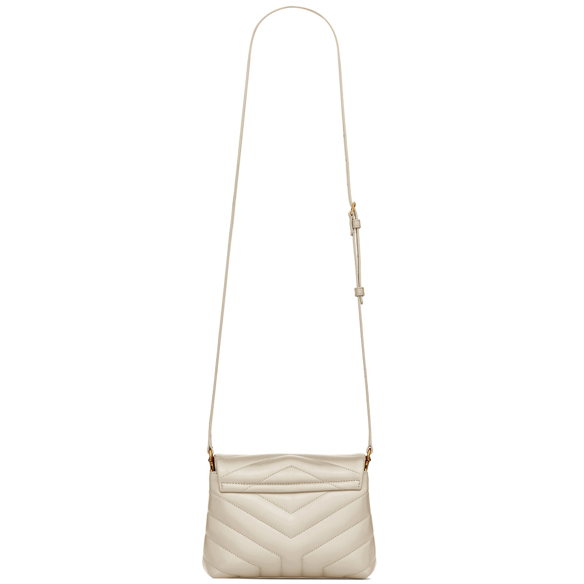 Saint Laurent Loulou Toy Crossbody Bag In Quilted Lambskin Leather - White & Gold