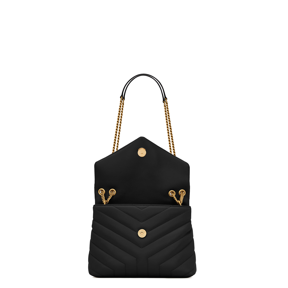 Saint Laurent Loulou Small Crossbody/Shoulder Bag In Quilted Lambskin Leather - Black & Gold