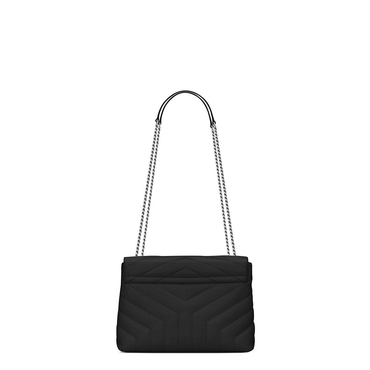 Saint Laurent Loulou Small Crossbody/Shoulder Bag In Quilted Lambskin Leather - Black & Silver