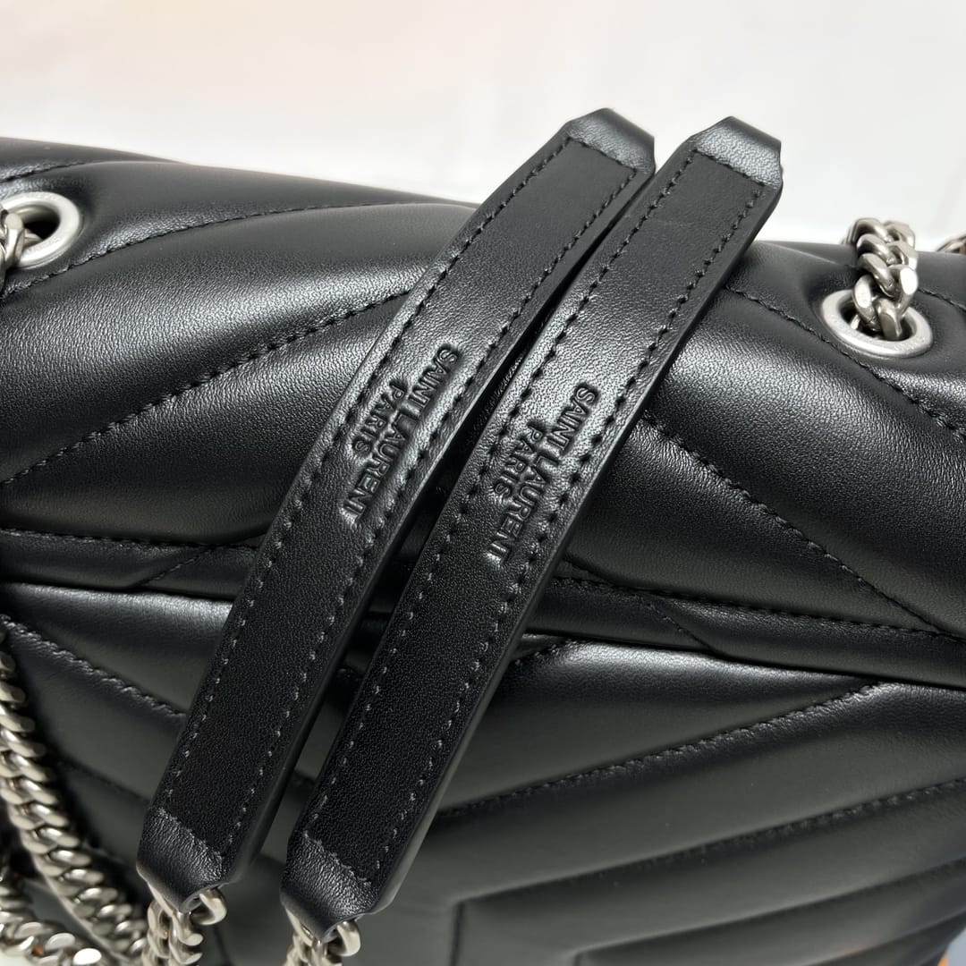 Saint Laurent Loulou Small Crossbody/Shoulder Bag In Quilted Lambskin Leather - Black & Silver