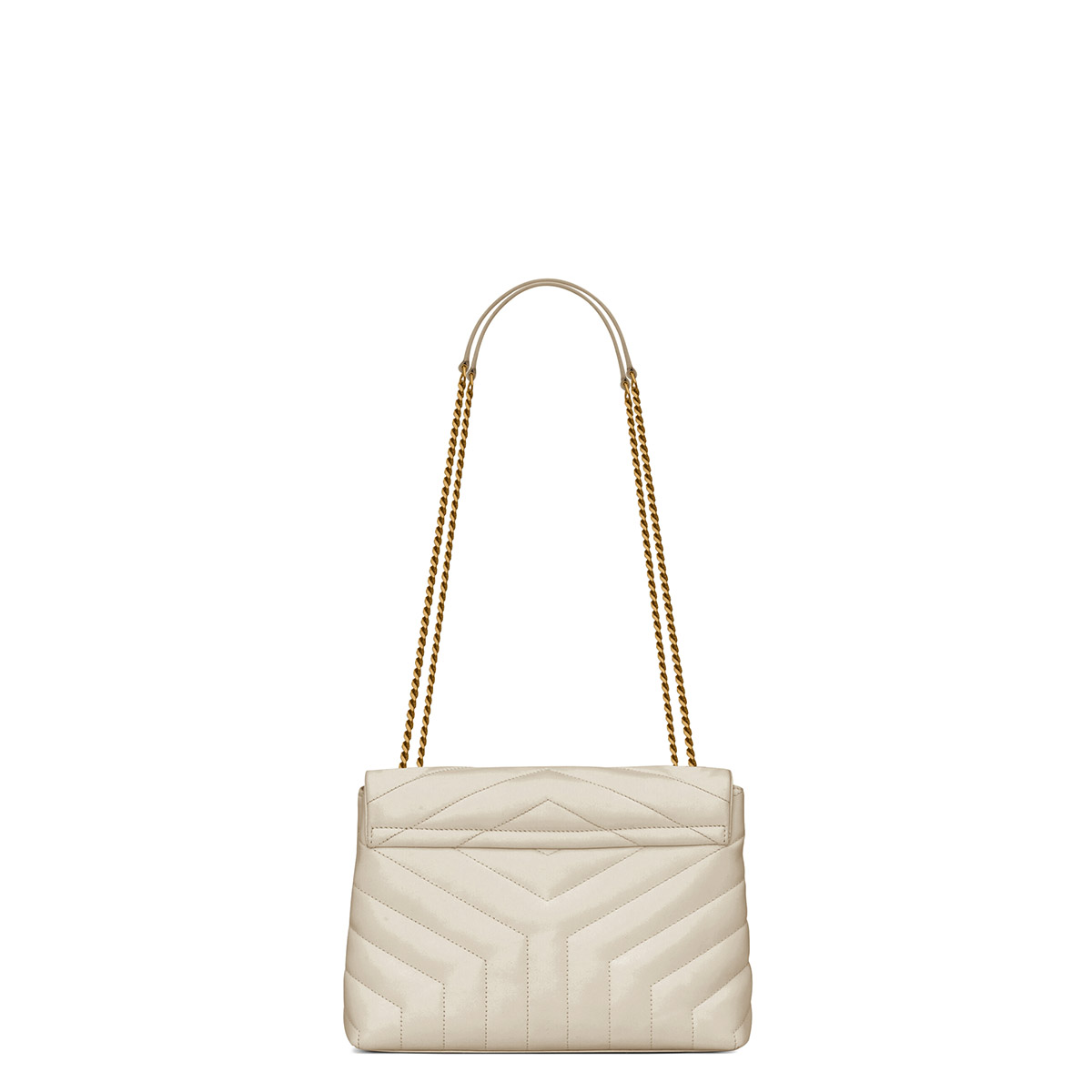 Saint Laurent Loulou Small Crossbody/Shoulder Bag In Quilted Lambskin Leather - White & Gold