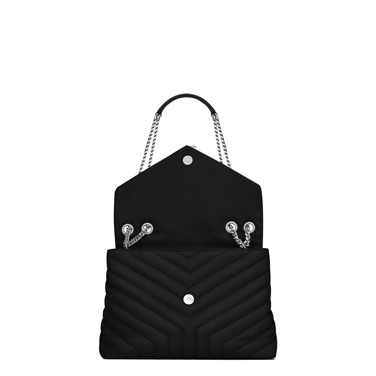 Saint Laurent Loulou Medium Crossbody/Shoulder Bag In Quilted Lambskin Leather - Black & Silver