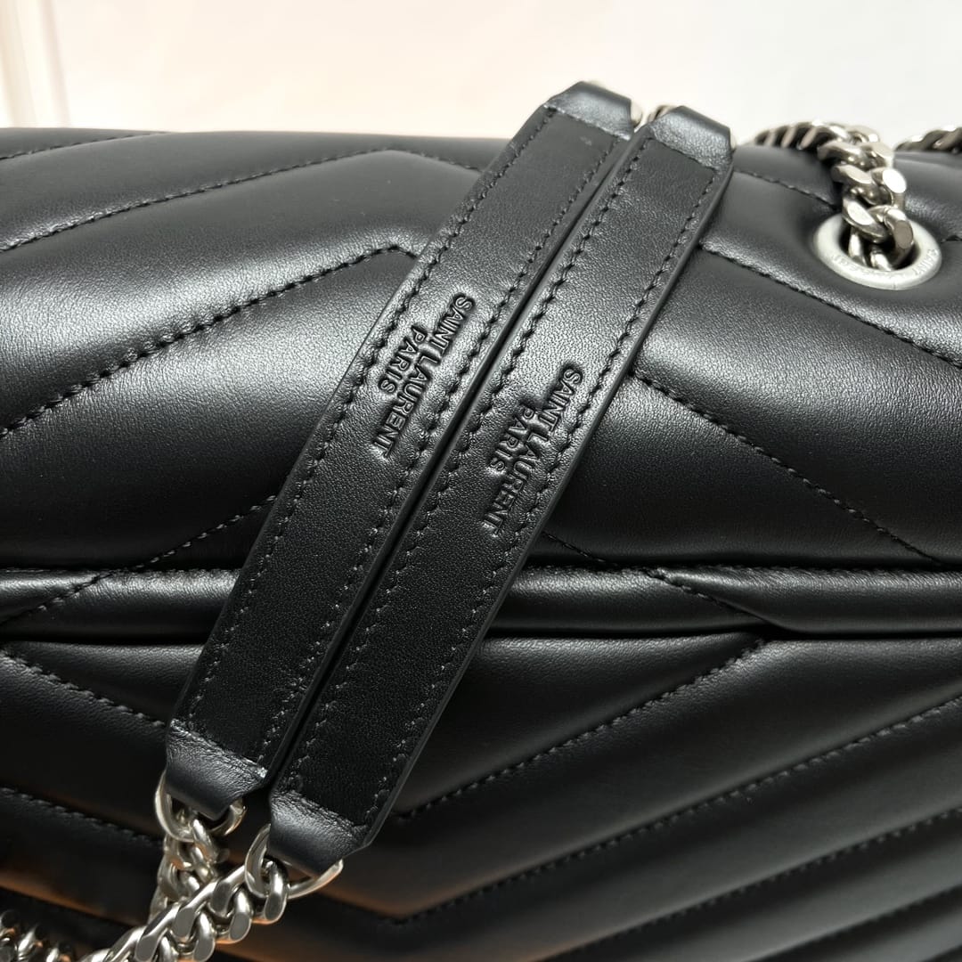 Saint Laurent Loulou Medium Crossbody/Shoulder Bag In Quilted Lambskin Leather - Black & Silver