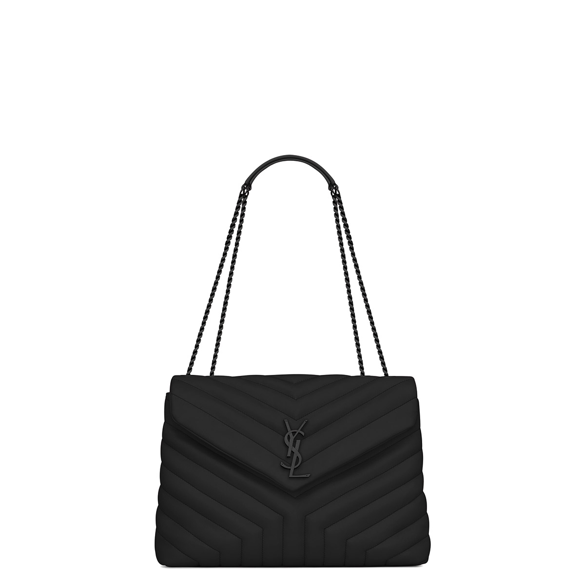 Saint Laurent Loulou Medium Crossbody/Shoulder Bag In Quilted Lambskin Leather - So Black