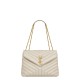 Saint Laurent Loulou Medium Crossbody/Shoulder Bag In Quilted Lambskin Leather - White & Gold