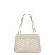 Saint Laurent Loulou Medium Crossbody/Shoulder Bag In Quilted Lambskin Leather - White & Gold