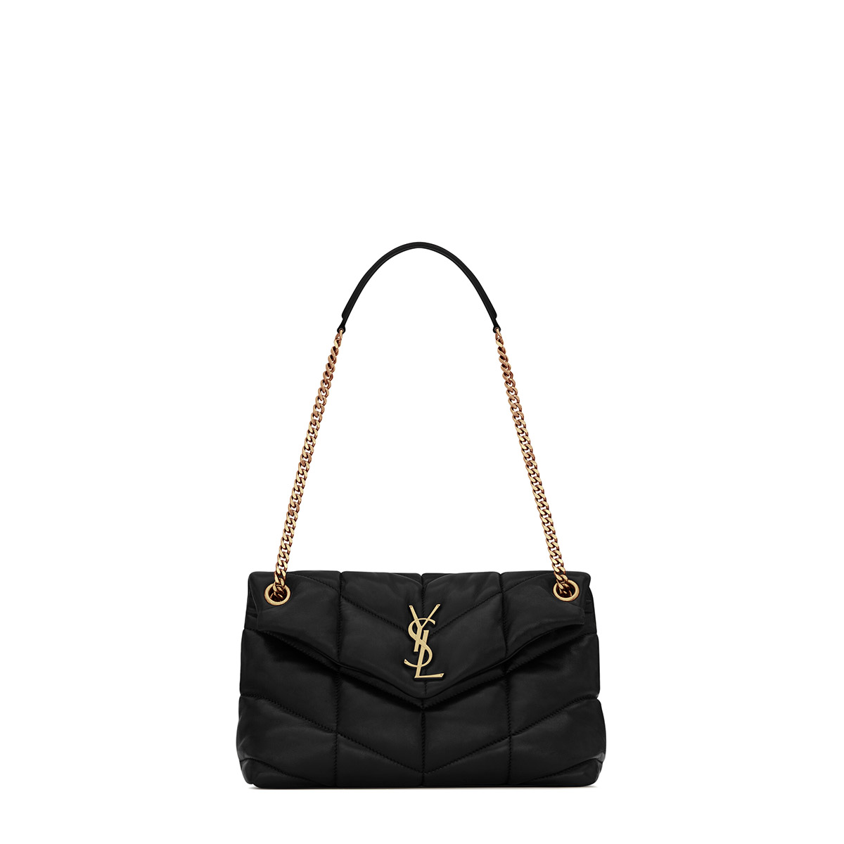 Saint Laurent Puffer Toy Crossbody/Shoulder Bag In  Lambskin - Black & Gold