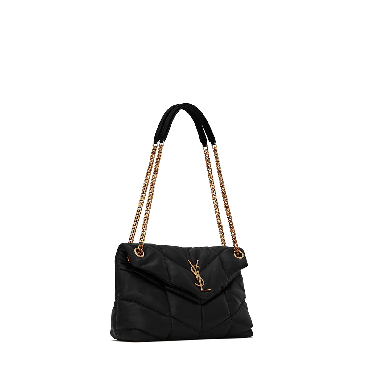 Saint Laurent Puffer Toy Crossbody/Shoulder Bag In  Lambskin - Black & Gold