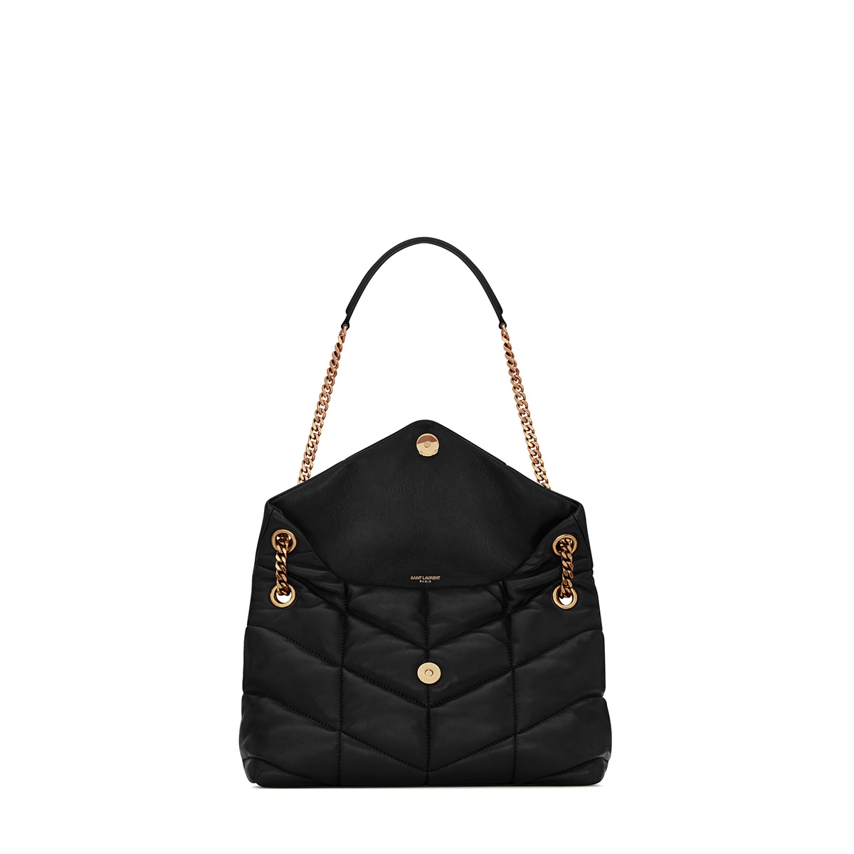 Saint Laurent Puffer Toy Crossbody/Shoulder Bag In  Lambskin - Black & Gold