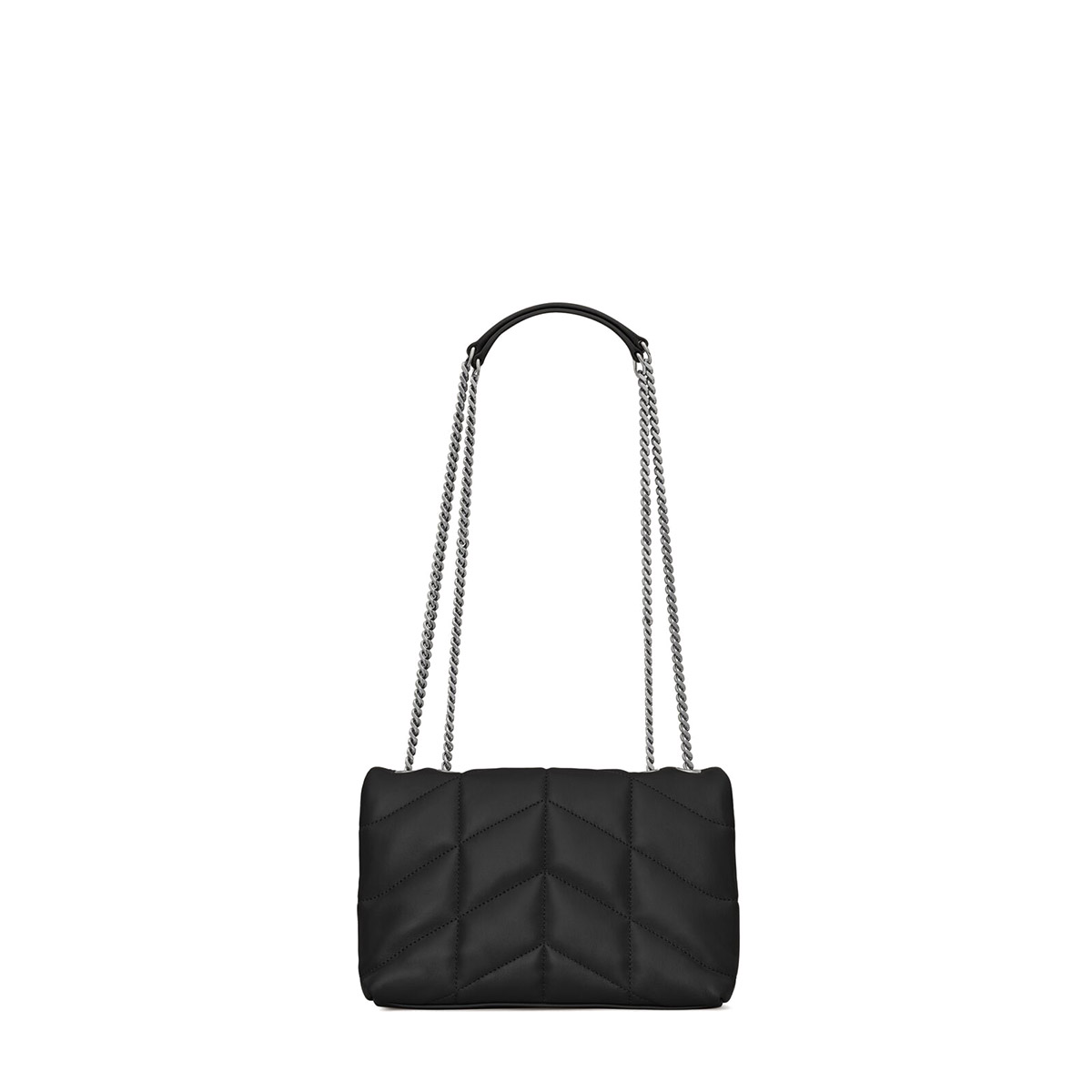 Saint Laurent Puffer Toy Crossbody/Shoulder Bag In  Lambskin - Black & Silver