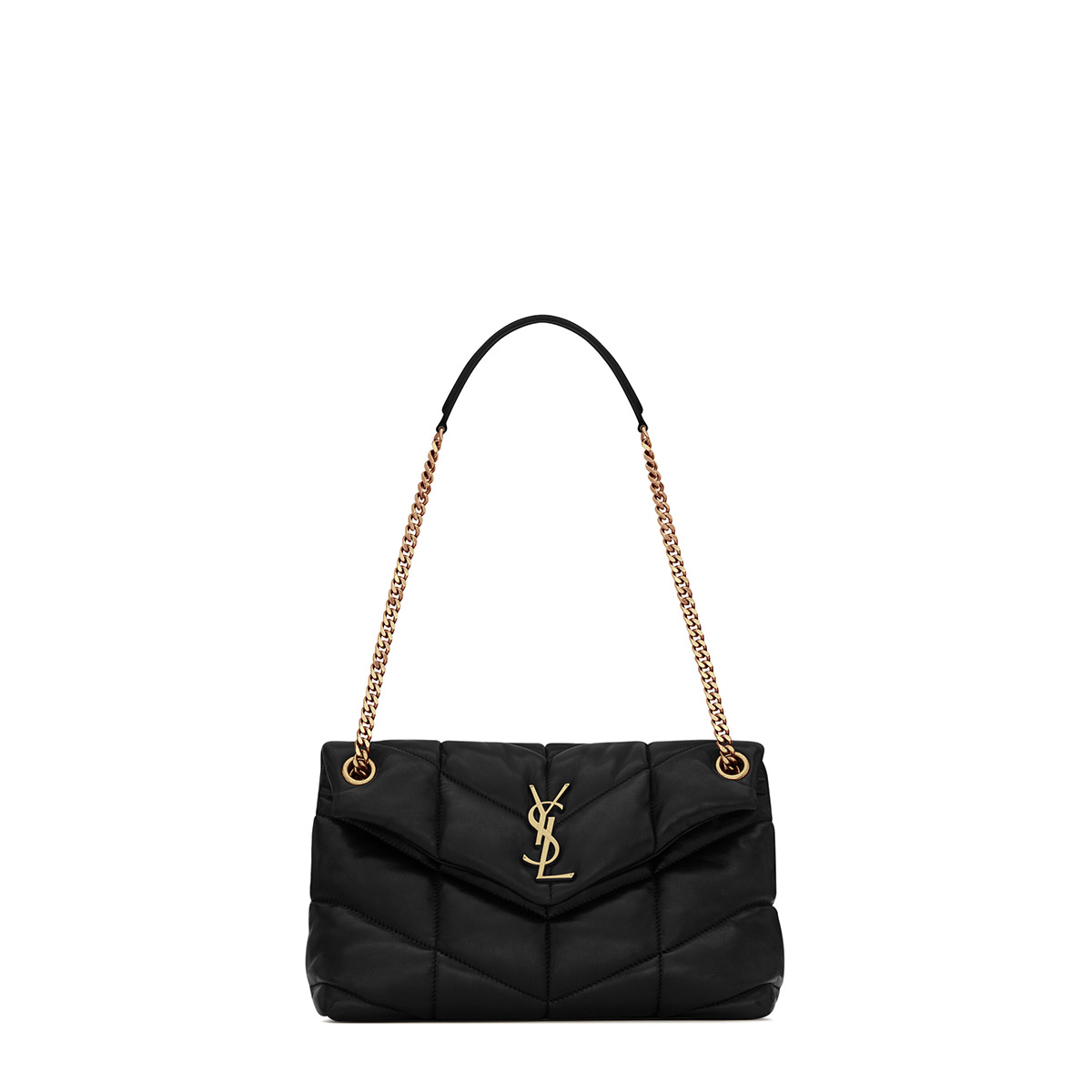 Saint Laurent Puffer Small Crossbody/Shoulder Bag In  Lambskin - Black & Gold