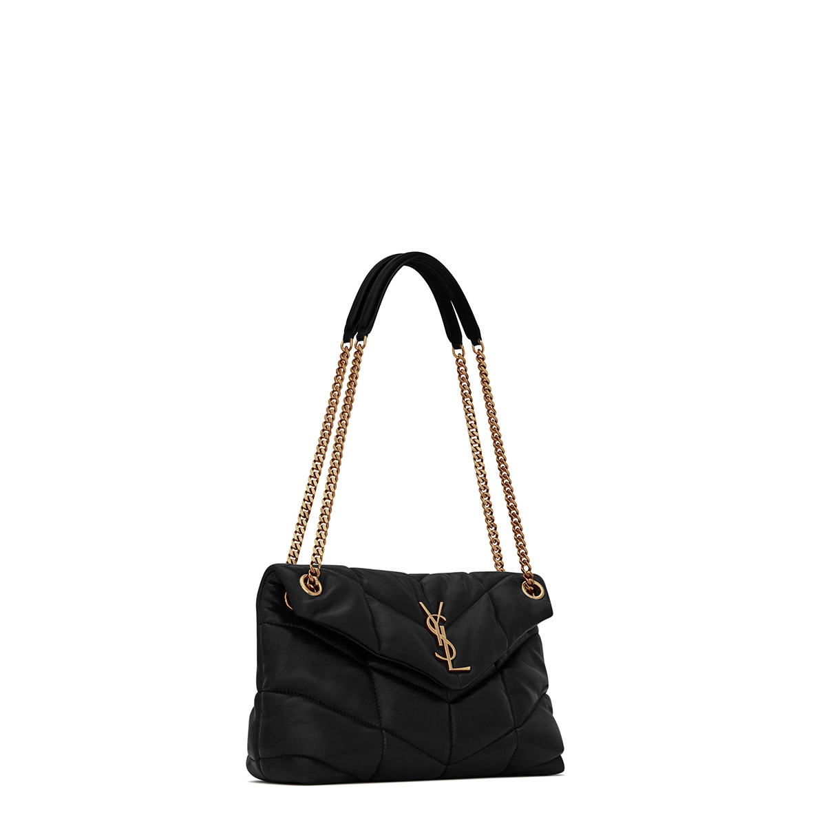 Saint Laurent Puffer Small Crossbody/Shoulder Bag In  Lambskin - Black & Gold