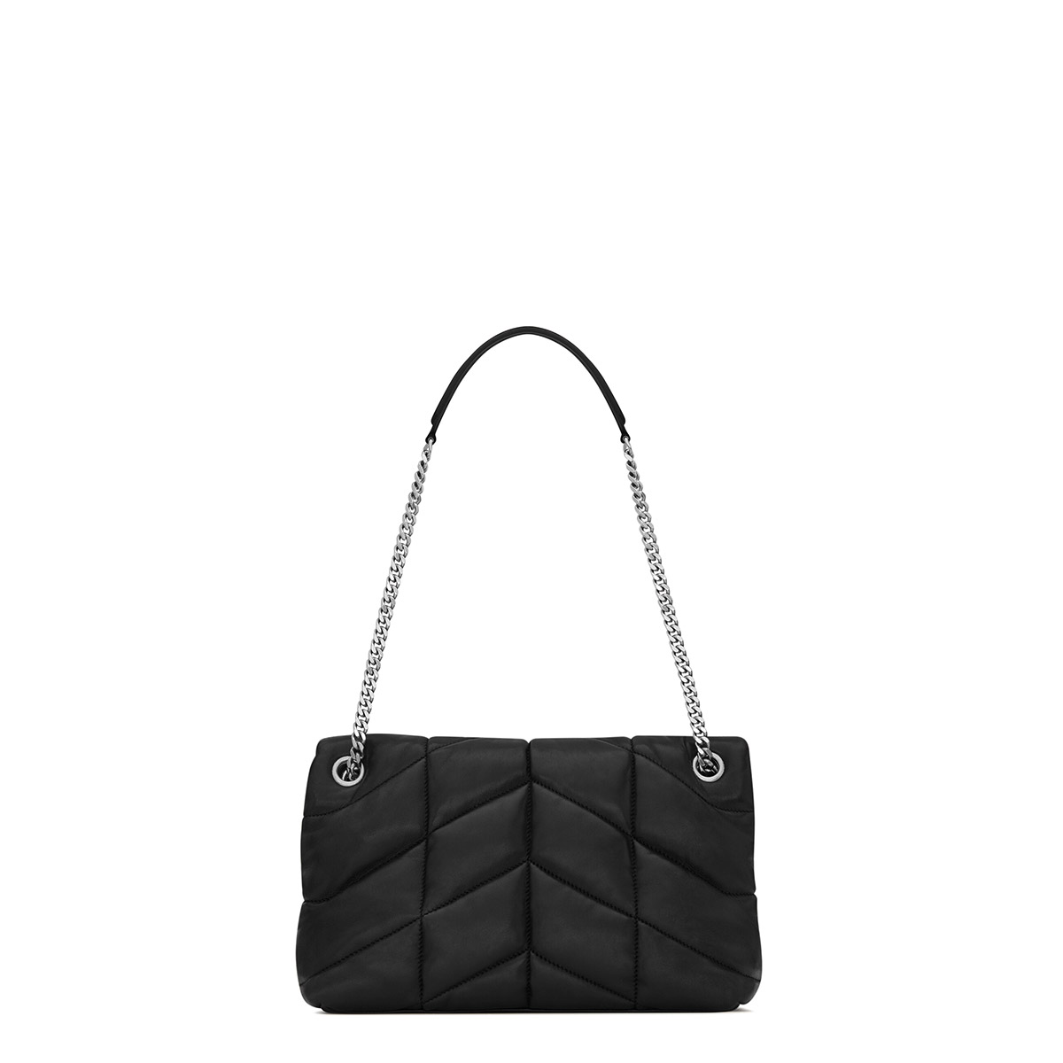 Saint Laurent Puffer Small Crossbody/Shoulder Bag In  Lambskin - Black & Silver