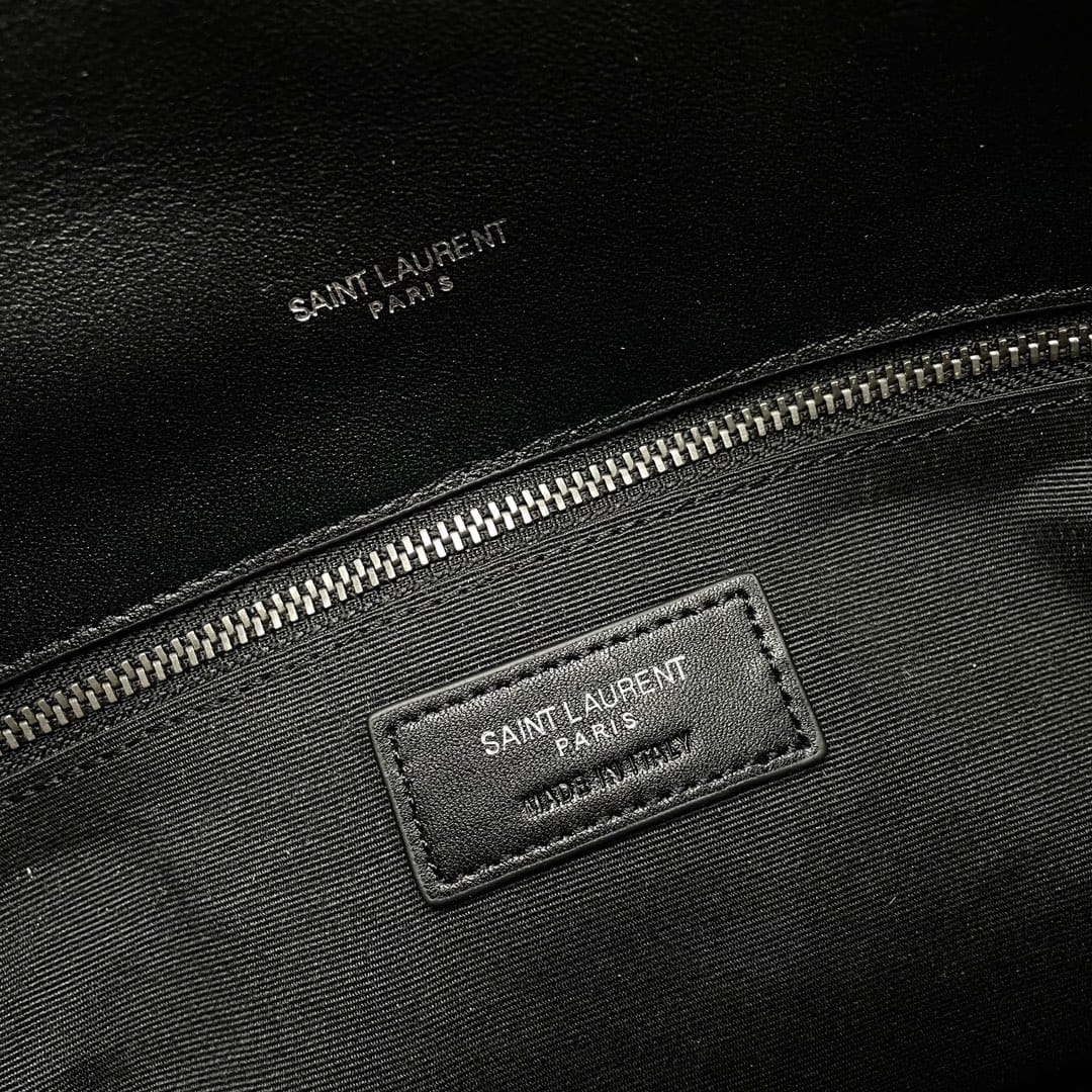 Saint Laurent Puffer Small Crossbody/Shoulder Bag In  Lambskin - Black & Silver