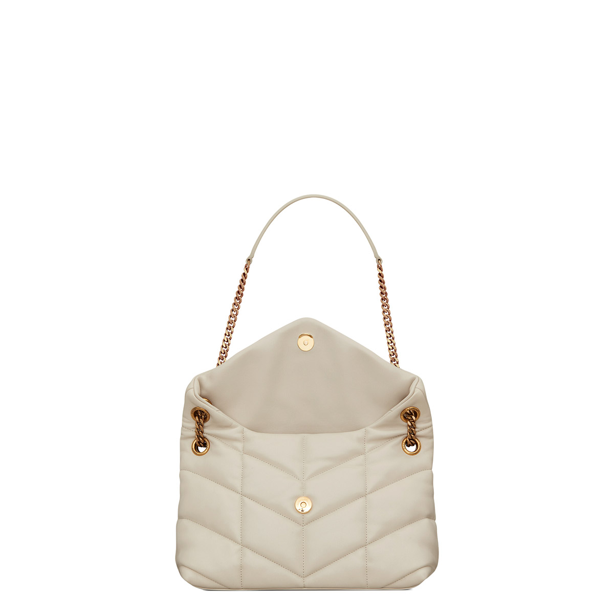 Saint Laurent Puffer Small Crossbody/Shoulder Bag In  Lambskin - White & Gold