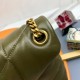 Saint Laurent Puffer Small Crossbody/Shoulder Bag In  Lambskin - Green & Gold