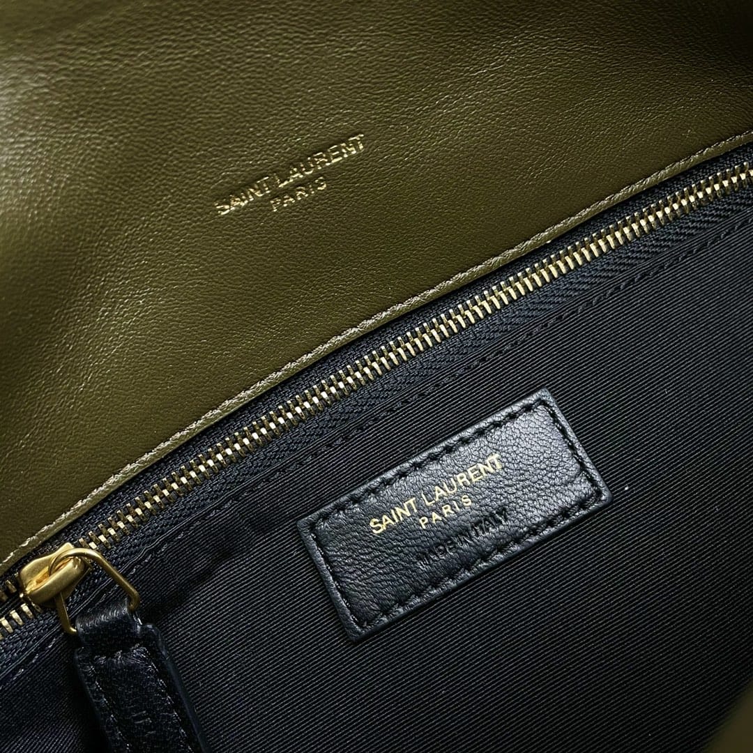 Saint Laurent Puffer Small Crossbody/Shoulder Bag In  Lambskin - Green & Gold