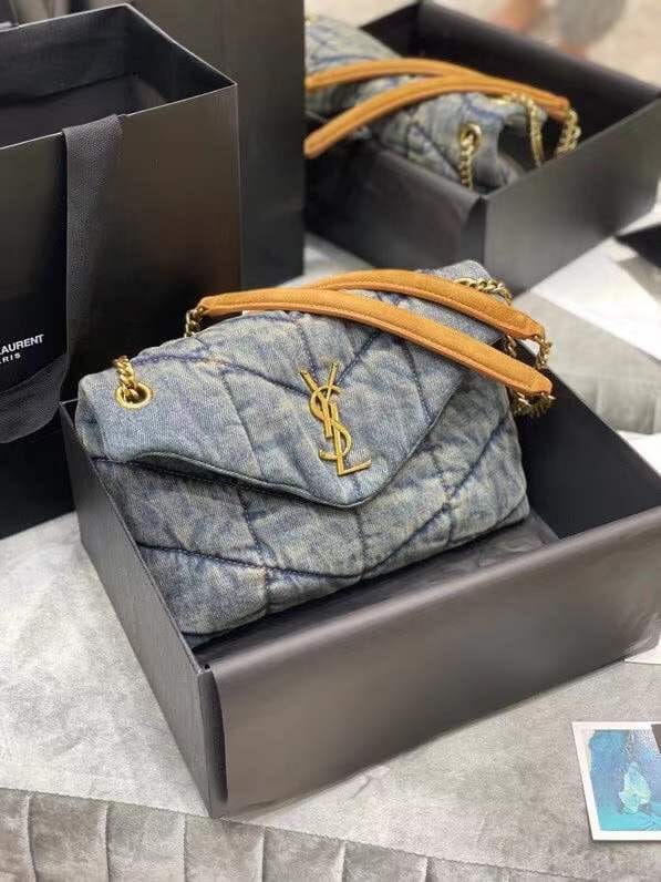 Saint Laurent Puffer Small Crossbody/Shoulder Bag In  Denim