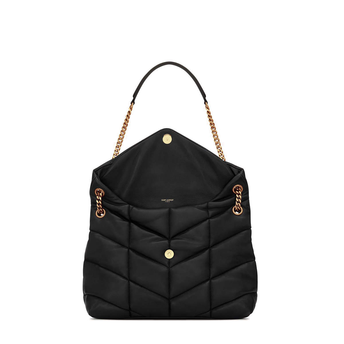 Saint Laurent Puffer Medium Crossbody/Shoulder Bag In  Lambskin - Black & Gold