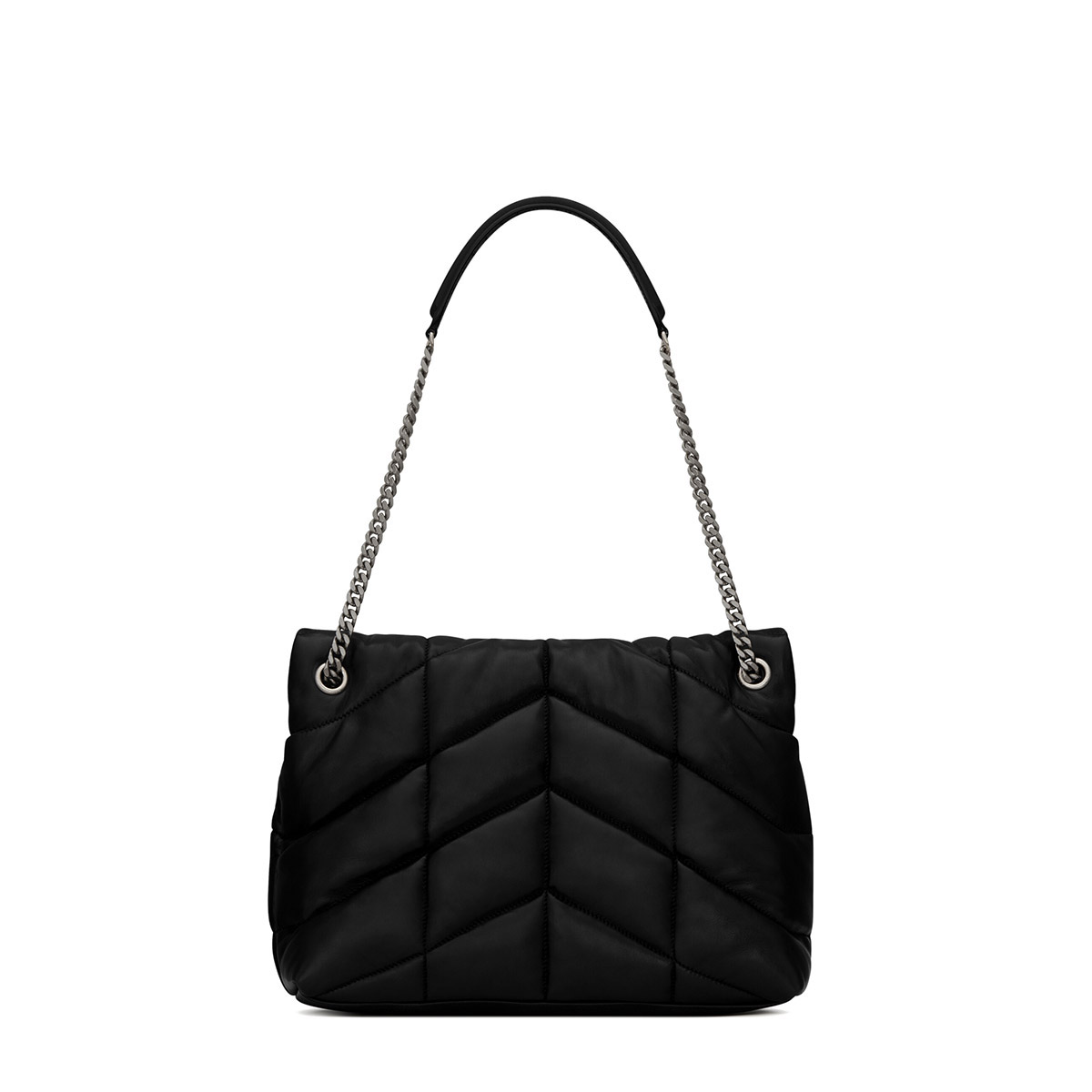 Saint Laurent Puffer Medium Crossbody/Shoulder Bag In  Lambskin - Black & Silver