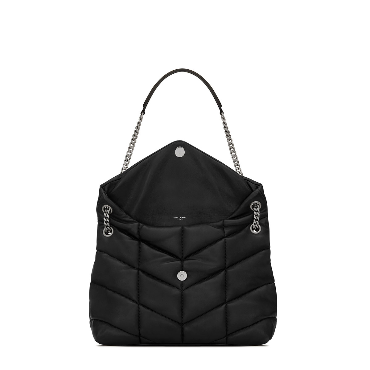 Saint Laurent Puffer Medium Crossbody/Shoulder Bag In  Lambskin - Black & Silver