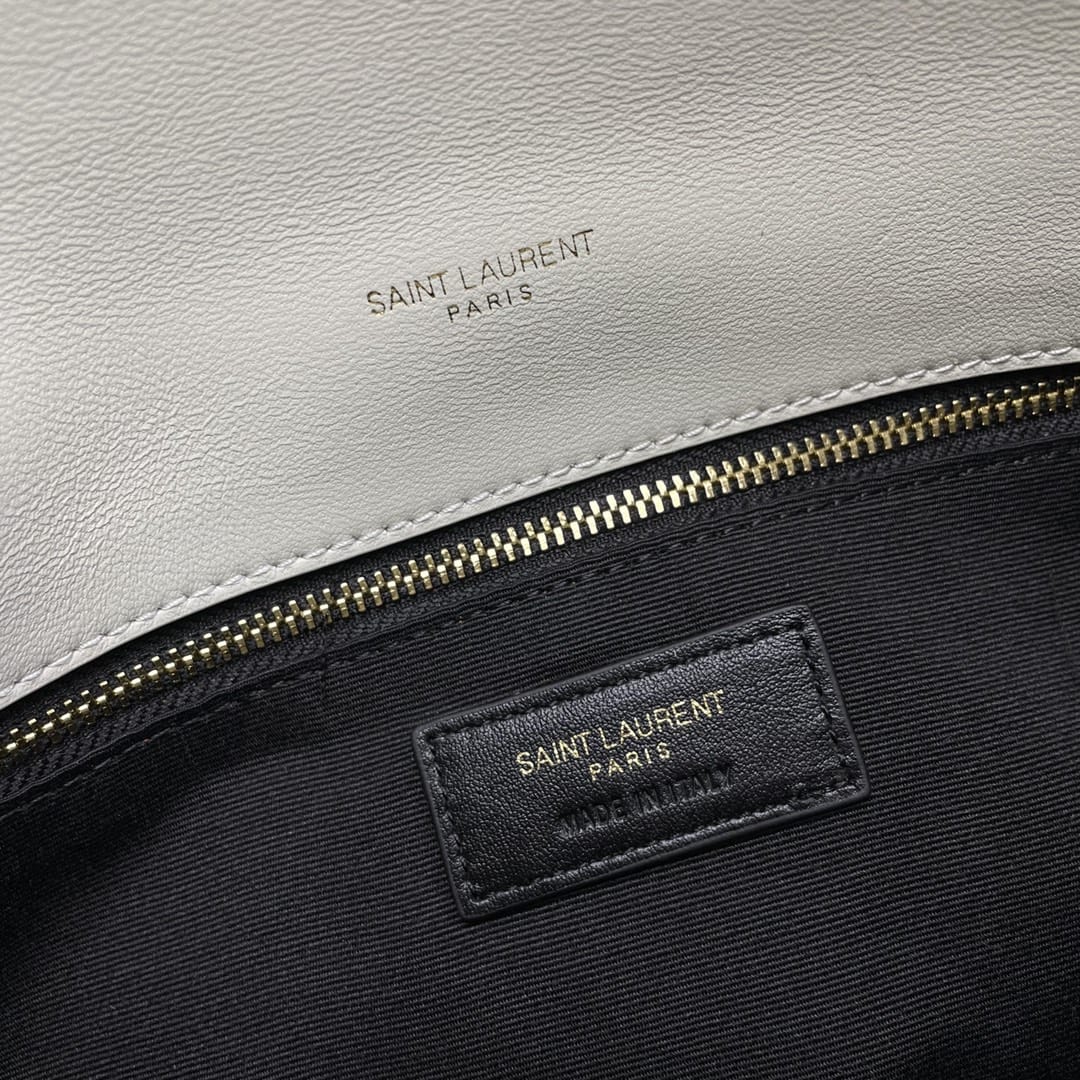 Saint Laurent Puffer Medium Crossbody/Shoulder Bag In  Lambskin - White & Gold